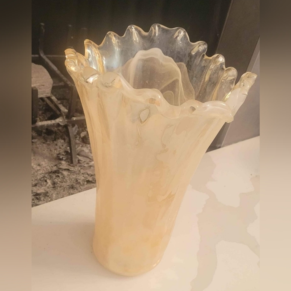 Elegant Amber blown Glass Vase